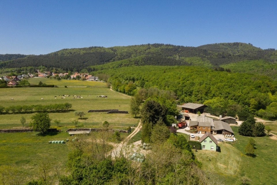 Vue aérienne de la ferme Motsch Gollentz (Yaourt de Sandrine -68 Osenbach